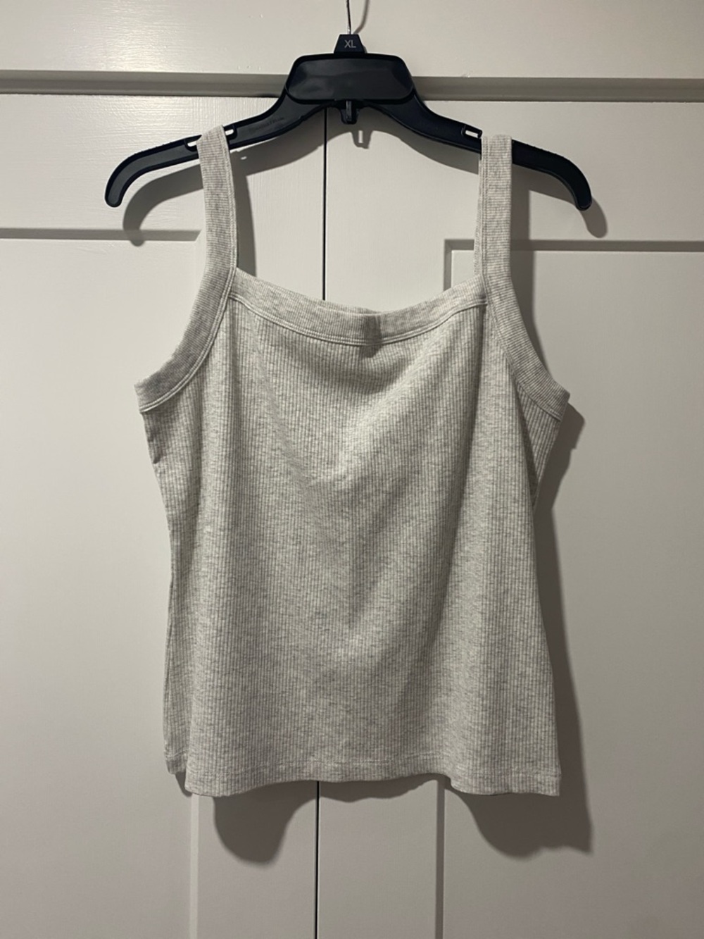 American Eagle Outfitters Ribbed Square-Neck Tank Top - Light Gray